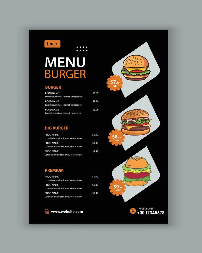 moderno restaurante menú para rápido comida vector