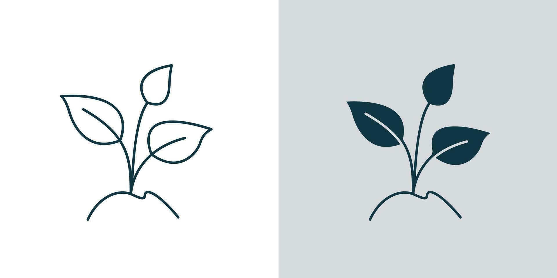 Ecology Organic Plant Growth Leaf on Soil Line Icon vector. Growth Eco Tree Environment vector