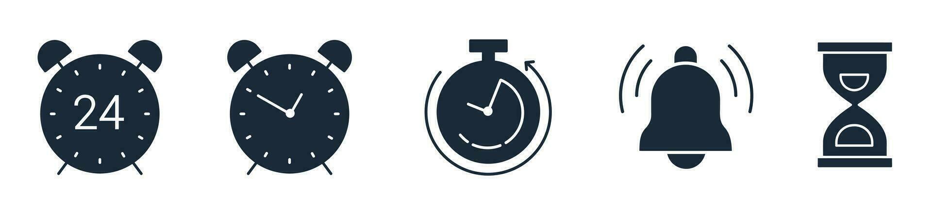 alarma reloj icono conjunto vector. hora y reloj, Temporizador íconos vector