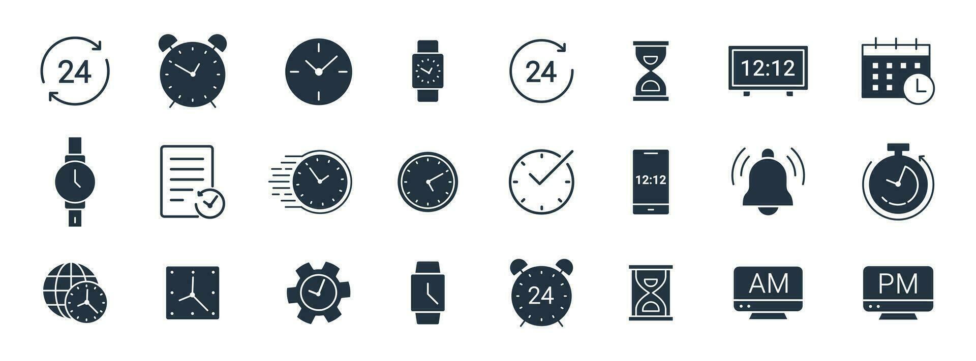 Time and clock icon set, calendar, timer icon illustration vector