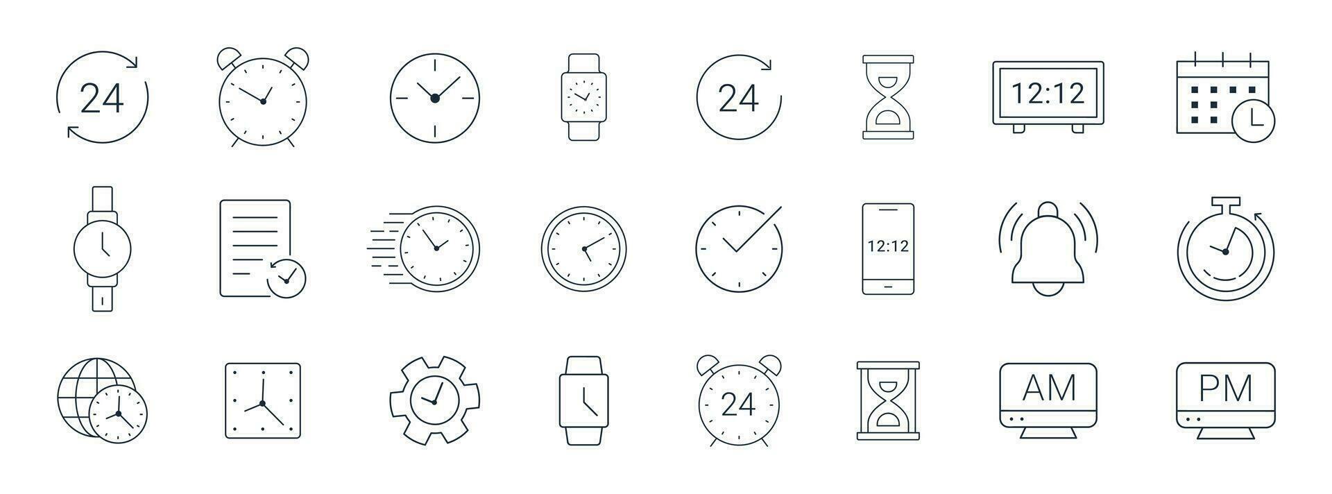 Time and clock icon set, calendar, timer icon illustration vector