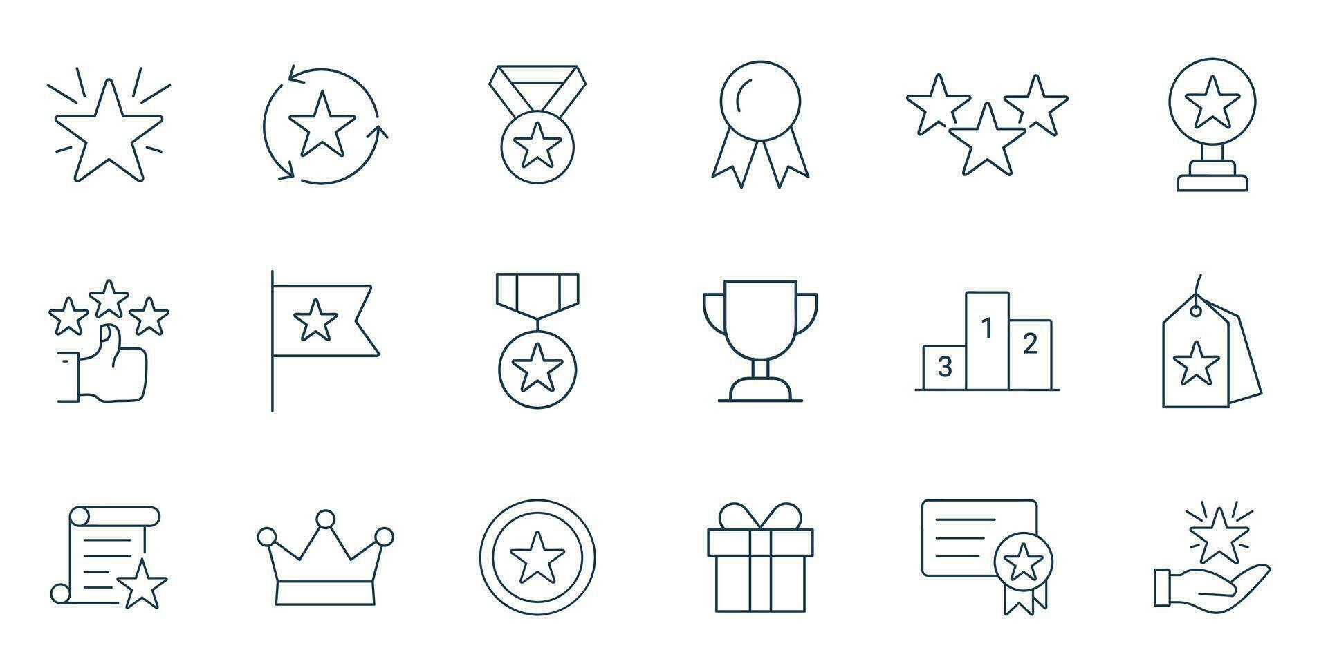 Reward icon set vector. Success icon, Contains icons prize, trophy, winner, gift, loyalty program, bonus card illustration vector