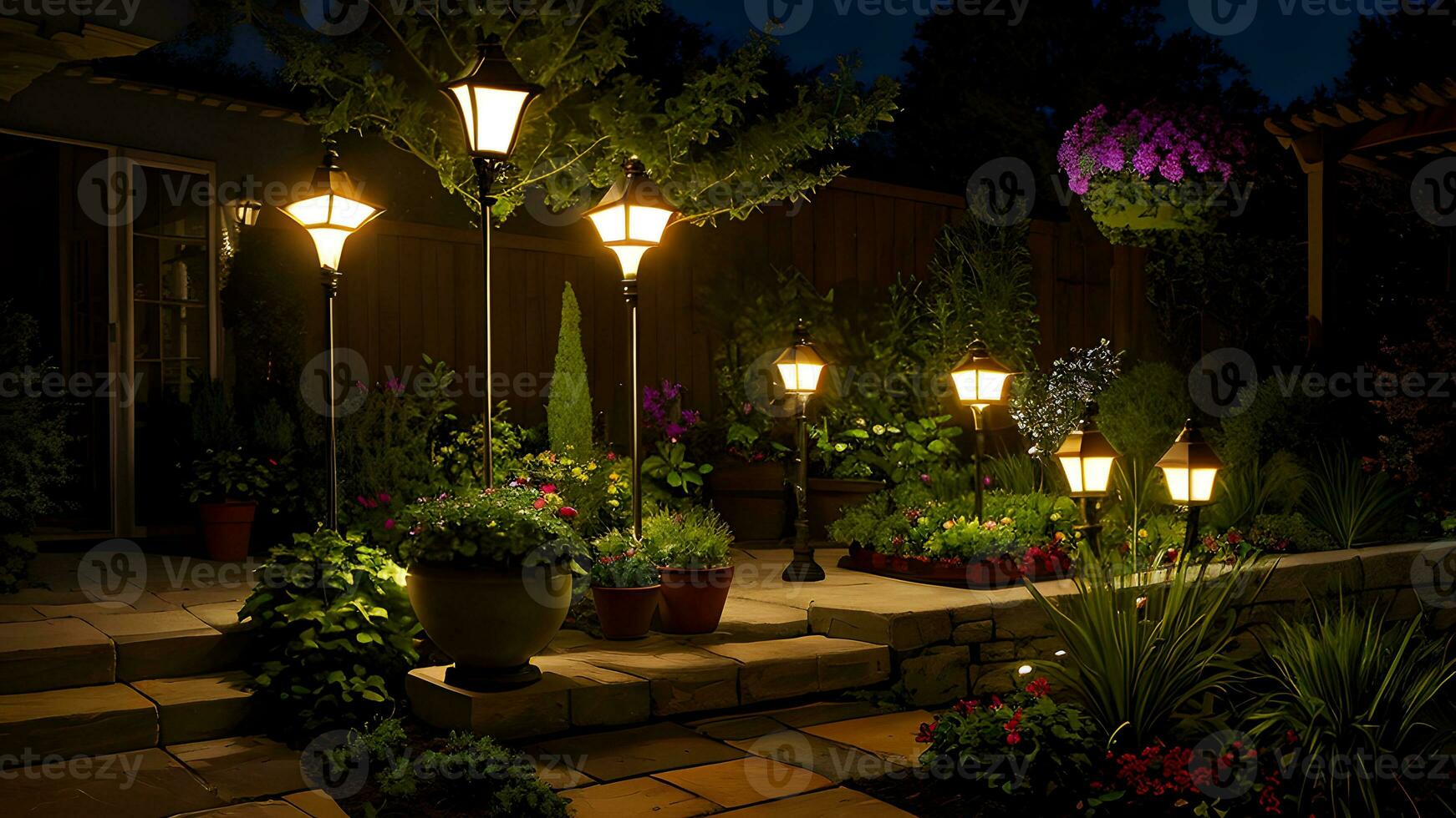The mesmerizing beauty of garden lights shines brightly Created With Generative Ai Technology photo