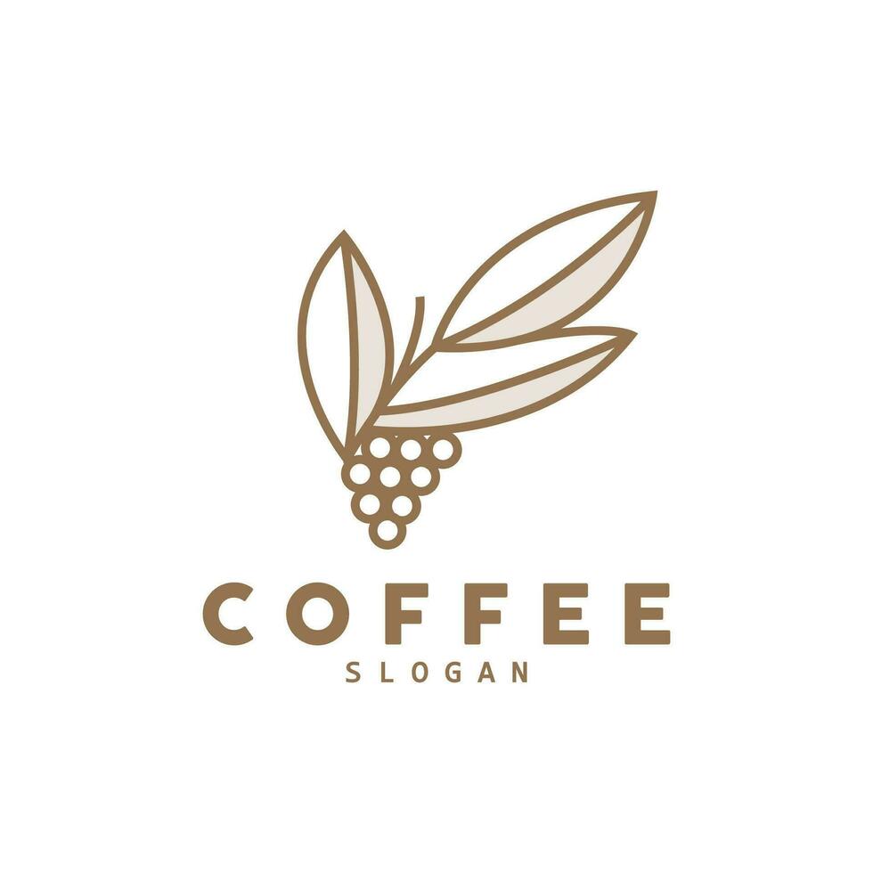 diseño de logotipo de bebida de grano de café en ilustración de vector de color marrón