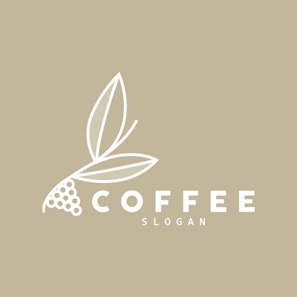 diseño de logotipo de bebida de grano de café en ilustración de vector de color marrón