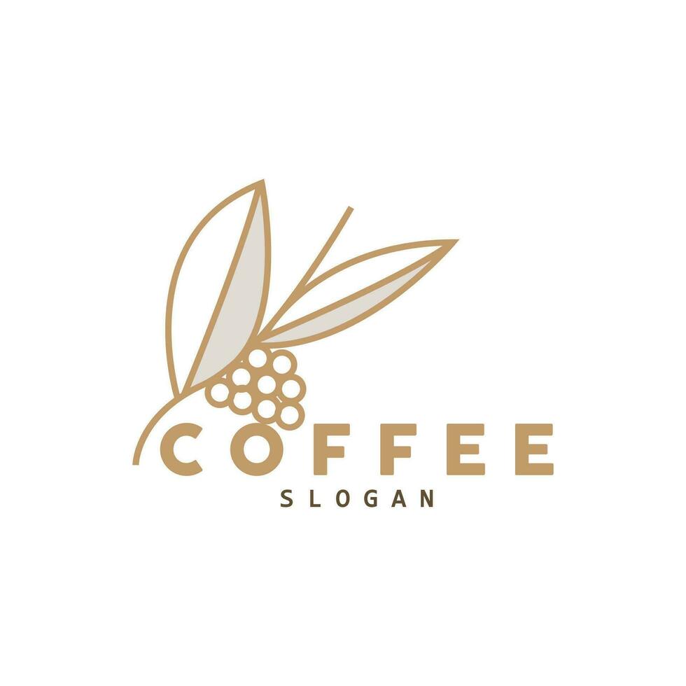 coffee bean drink logo design in brown color vector illustration