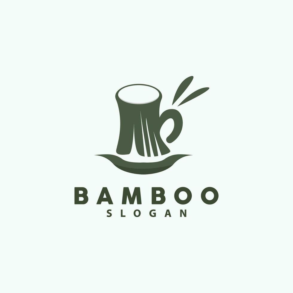 Bamboo Logo, Green Plants Vector, Simple Minimalist Design, Illustration Template vector