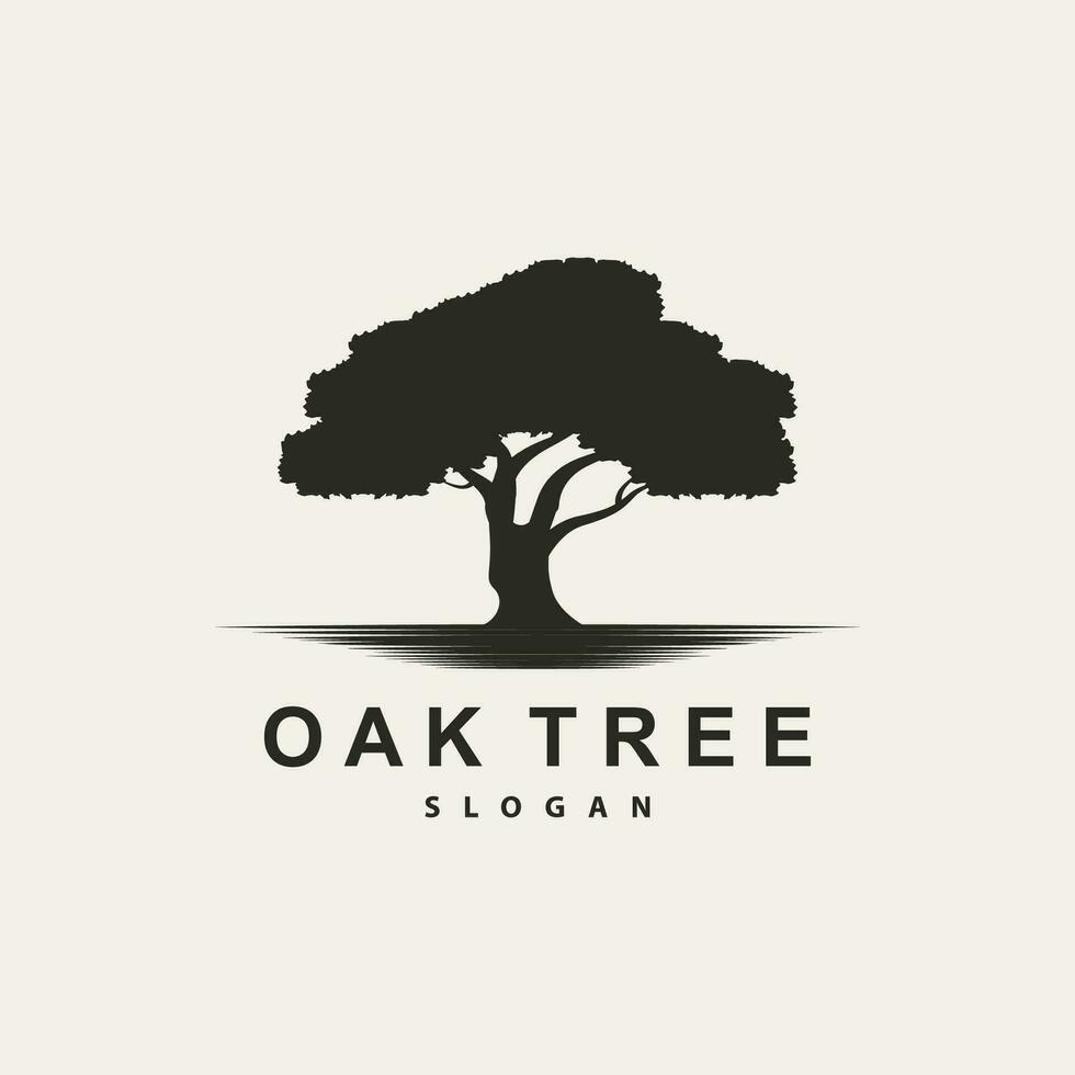 Oak Tree Logo, Nature Tree Plant Vector, Minimalist Simple Design, Illustration, Silhouette, Template vector