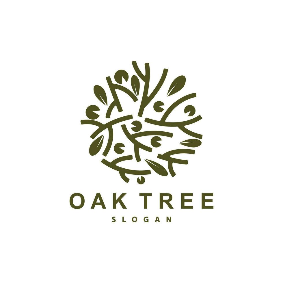 Oak Tree Logo, Nature Tree Plant Vector, Minimalist Simple Design, Illustration, Silhouette, Template vector