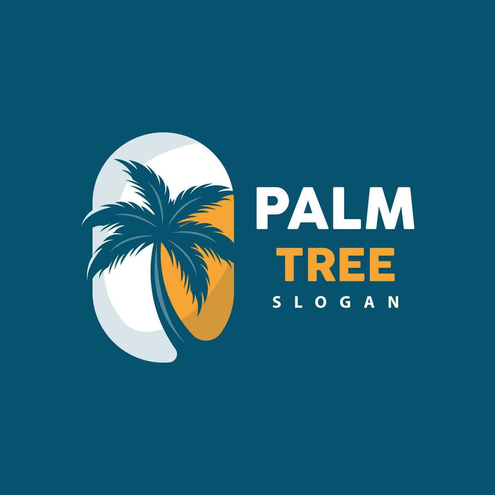 Palm Tree Logo, Beach Vector, Summer Design, Silhouette Symbol Illustration vector