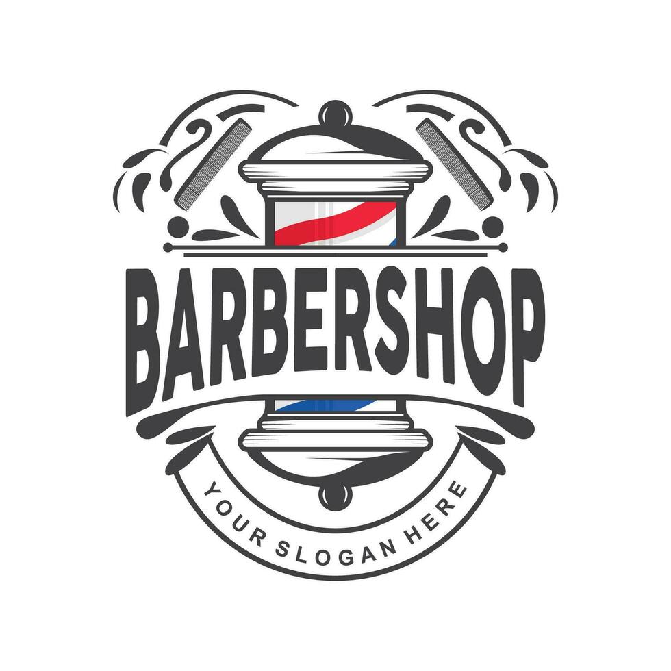 barbería logo, tijeras vector, retro Clásico minimalista tipografía ornamento diseño vector