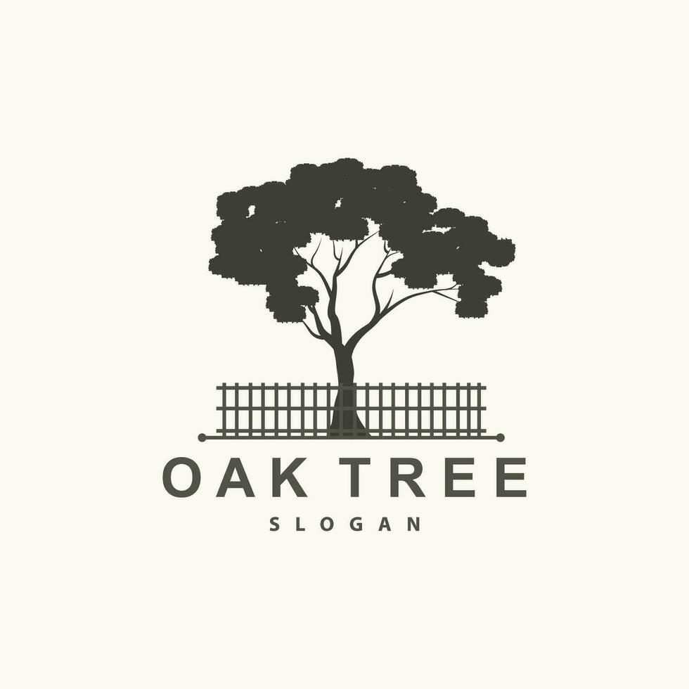 Oak Tree Logo, Nature Tree Plant Vector, Minimalist Simple Design, Illustration, Silhouette, Template vector