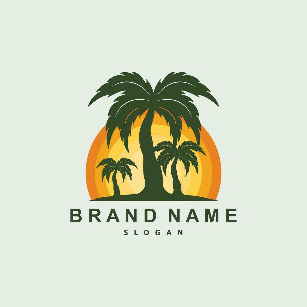 Palm Tree Logo, Beach Vector, Summer Design, Silhouette Symbol Illustration vector