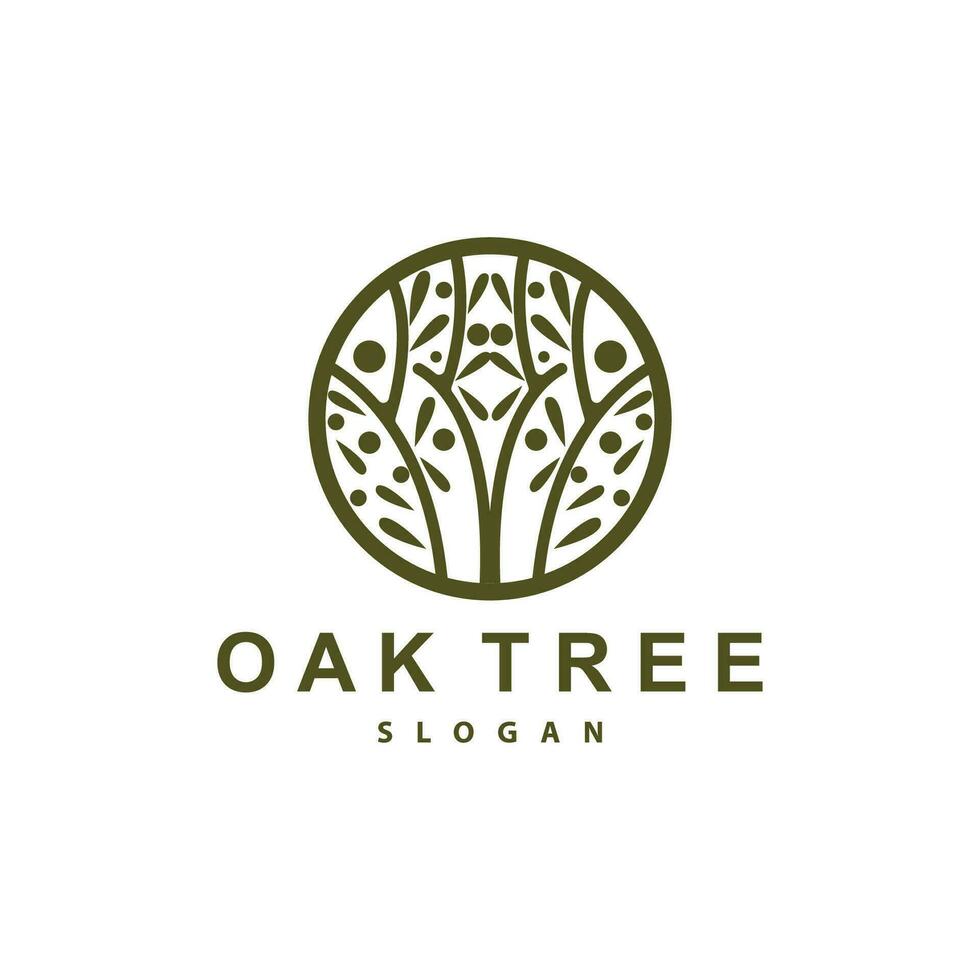 Oak Tree Logo, Nature Tree Plant Vector, Minimalist Simple Design, Illustration, Silhouette, Template vector