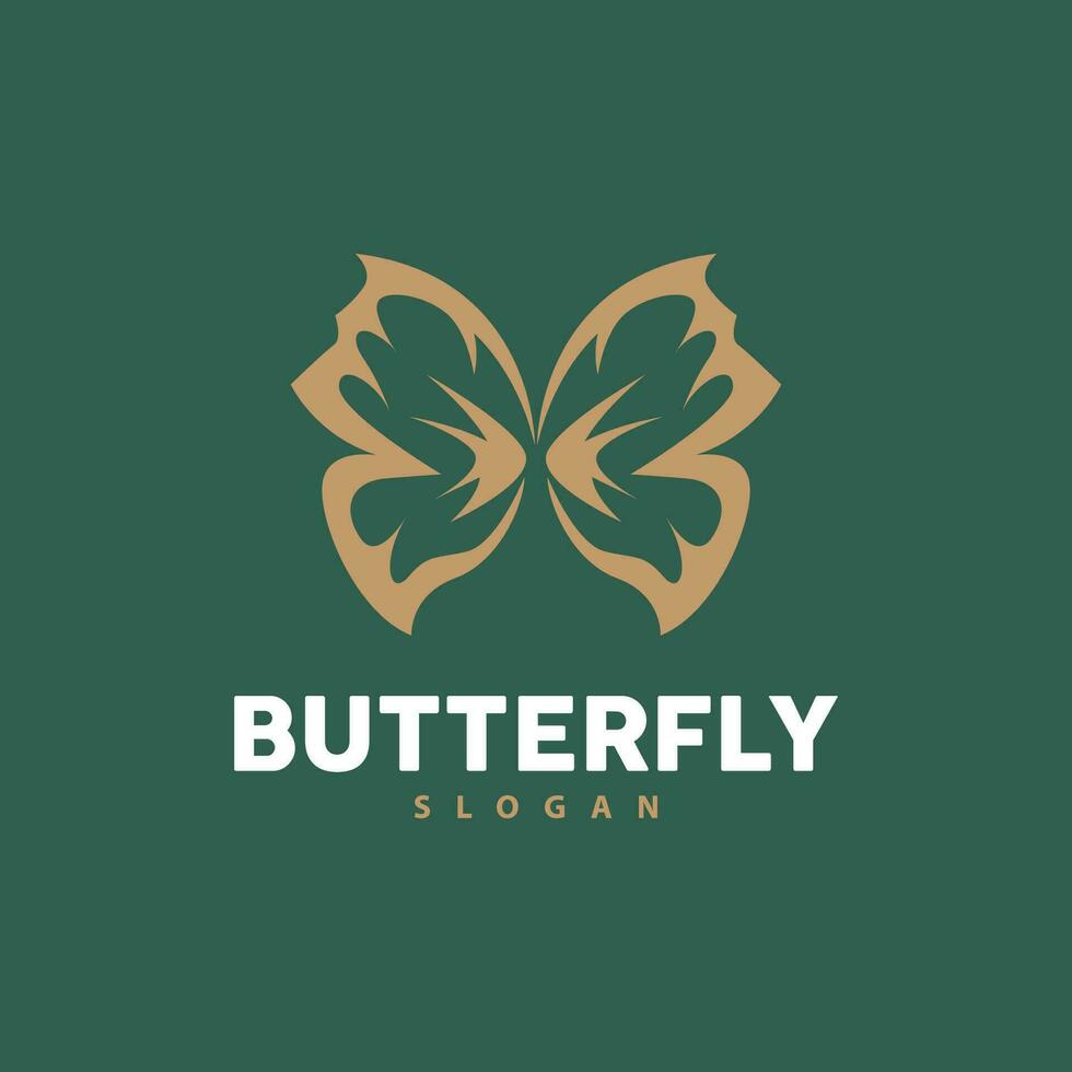 diseño de logotipo de mariposa, hermoso animal volador, ilustración de icono de marca de empresa, serigrafía, salón vector