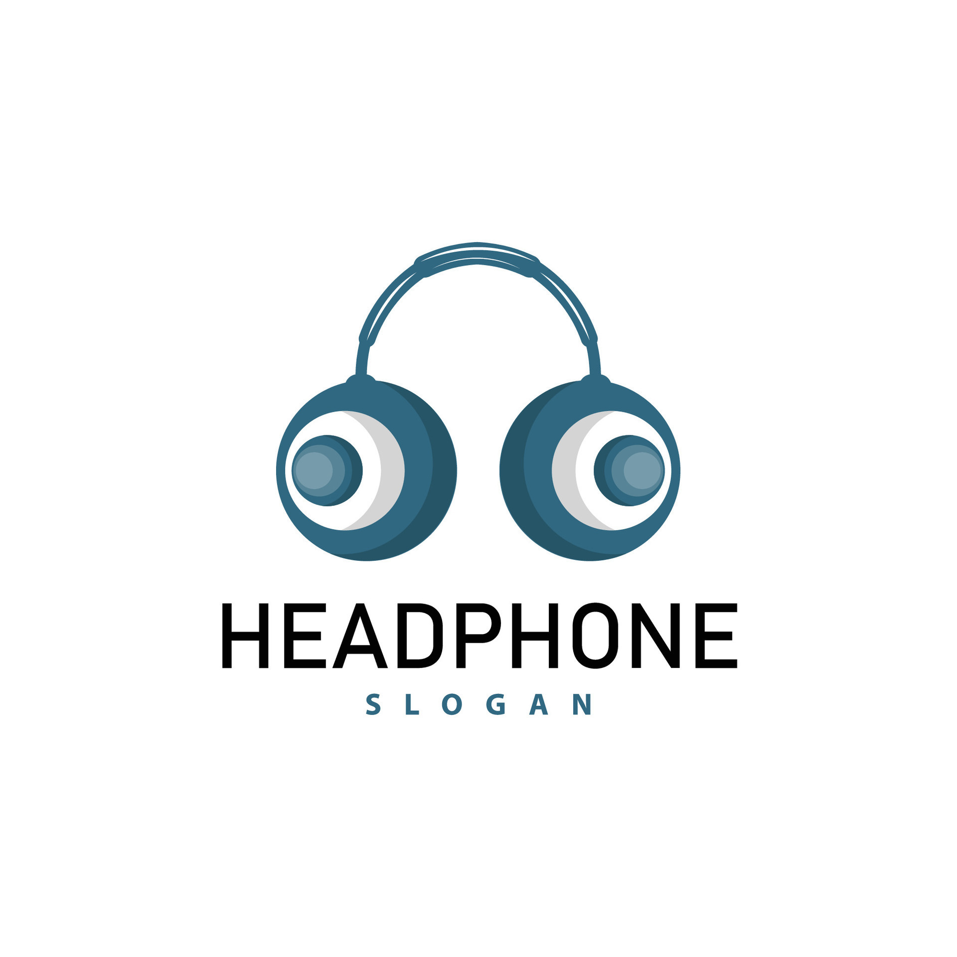 Headphone Logo, Music Listening Device Vector, Elegant Minimalist