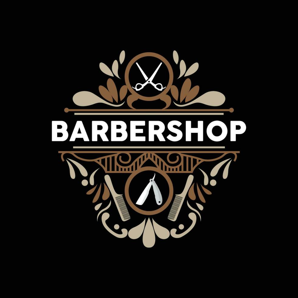 barbería logo, tijeras vector, retro Clásico minimalista tipografía ornamento diseño vector