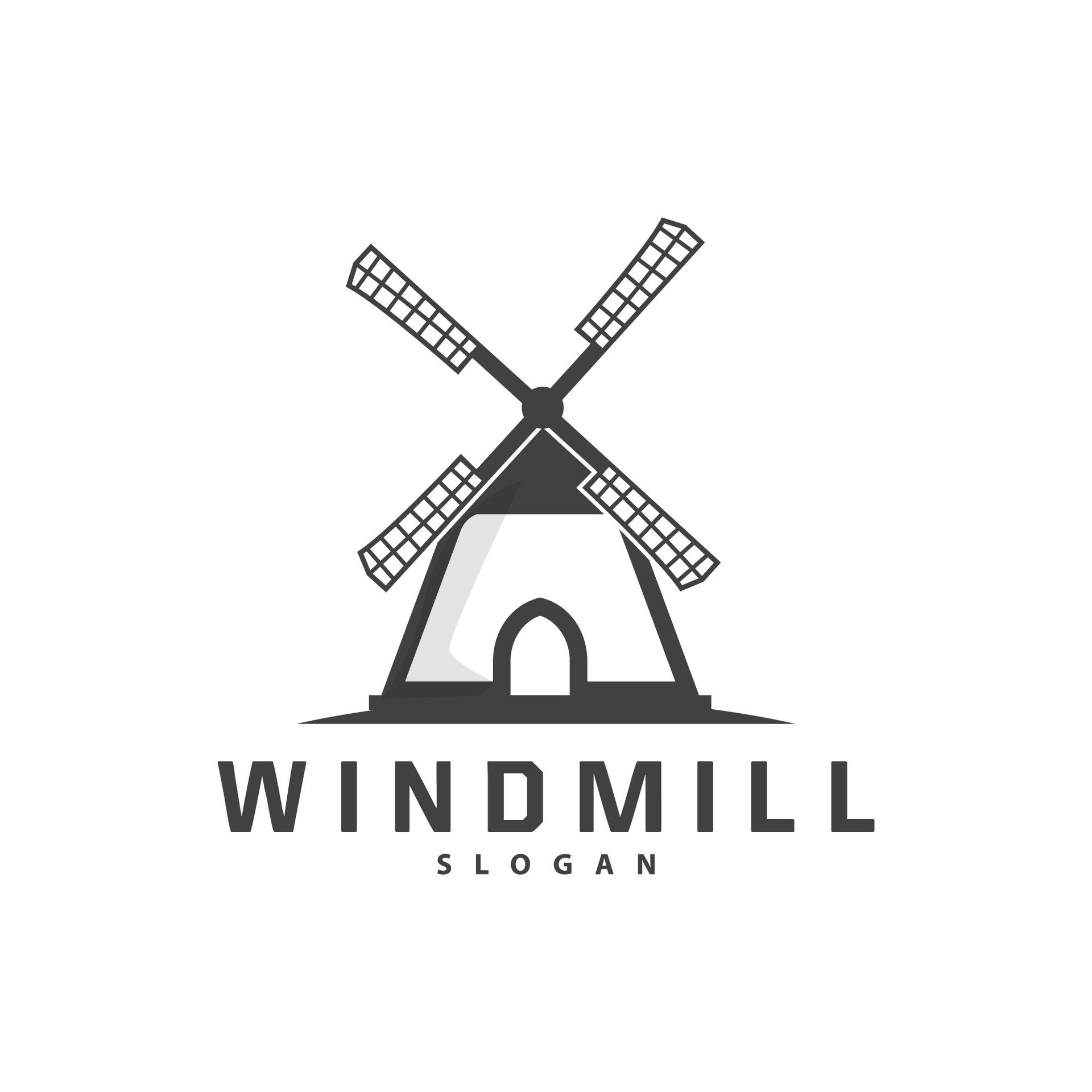 Windmill Logo, Agriculture Farm Vector, Nature Landscape Retro Vintage ...