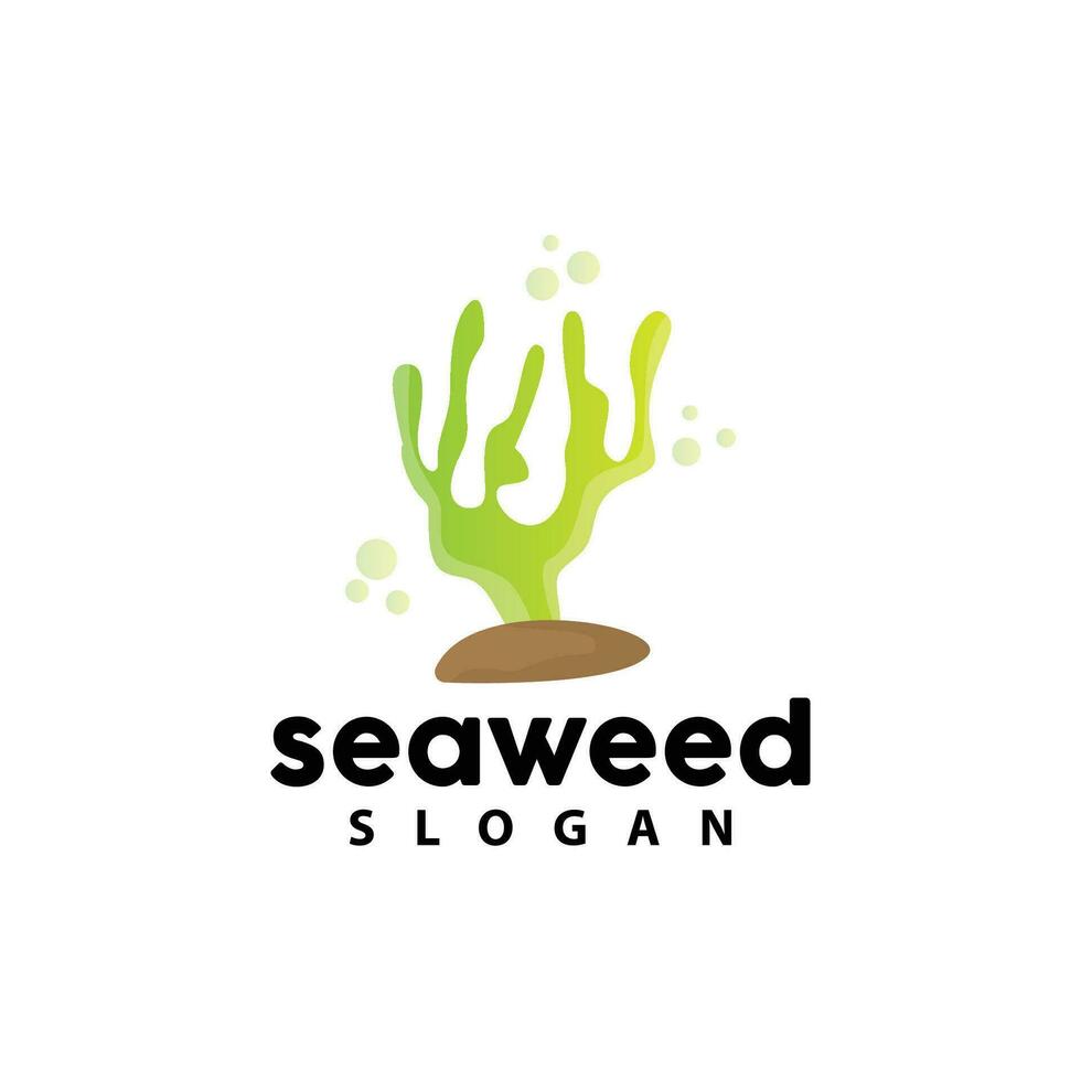Seaweed Logo, Underwater Plant Vector, Simple Leaf Design, Illustration Template Symbol Icon vector