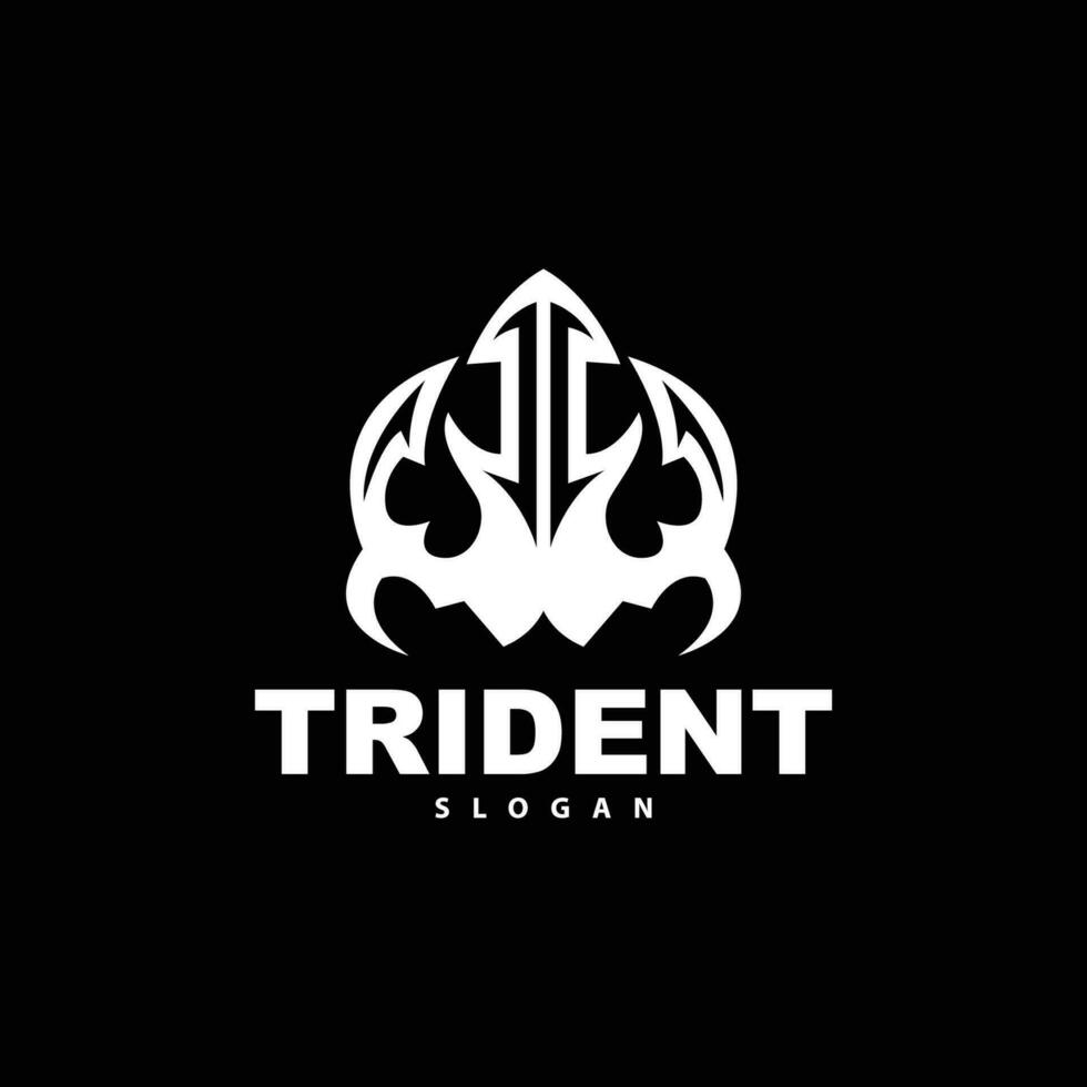 tridente logo, vector magia lanza de Poseidón Neptuno, tritón Rey diseño, modelo icono marca ilustración