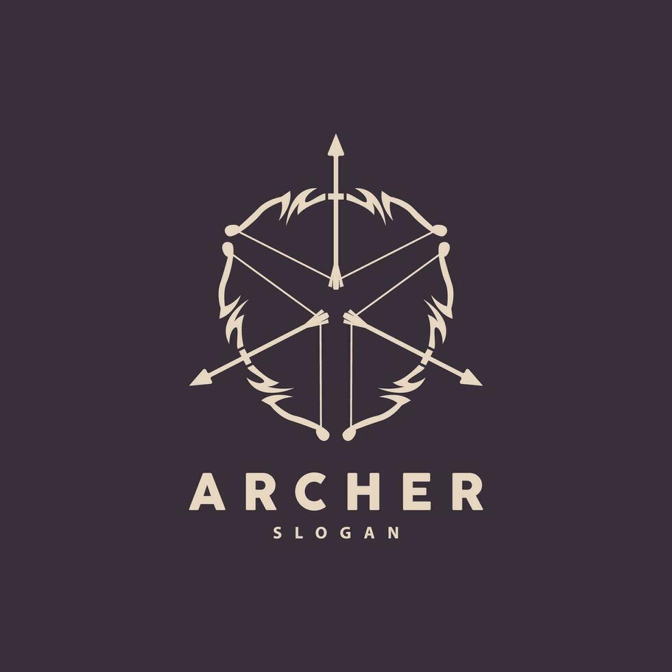 Archer Logo, Archery Arrow Vector, Elegant Simple Minimalist Design, Icon Symbol Illustration Template vector