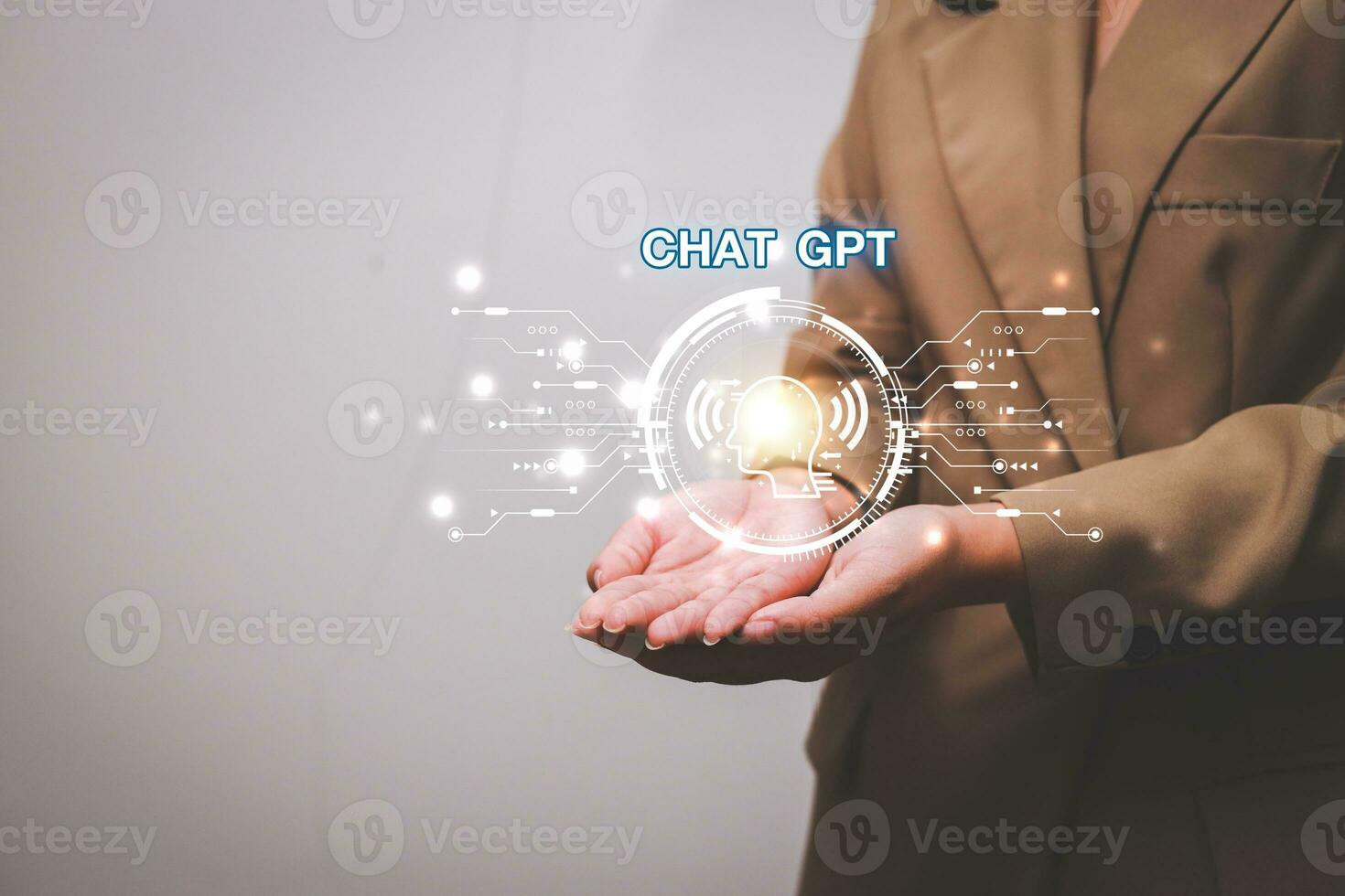 ChatGPT Chat with AI or Artificial Intelligence using an artificial intelligence chatbot developed by OpenAI. photo