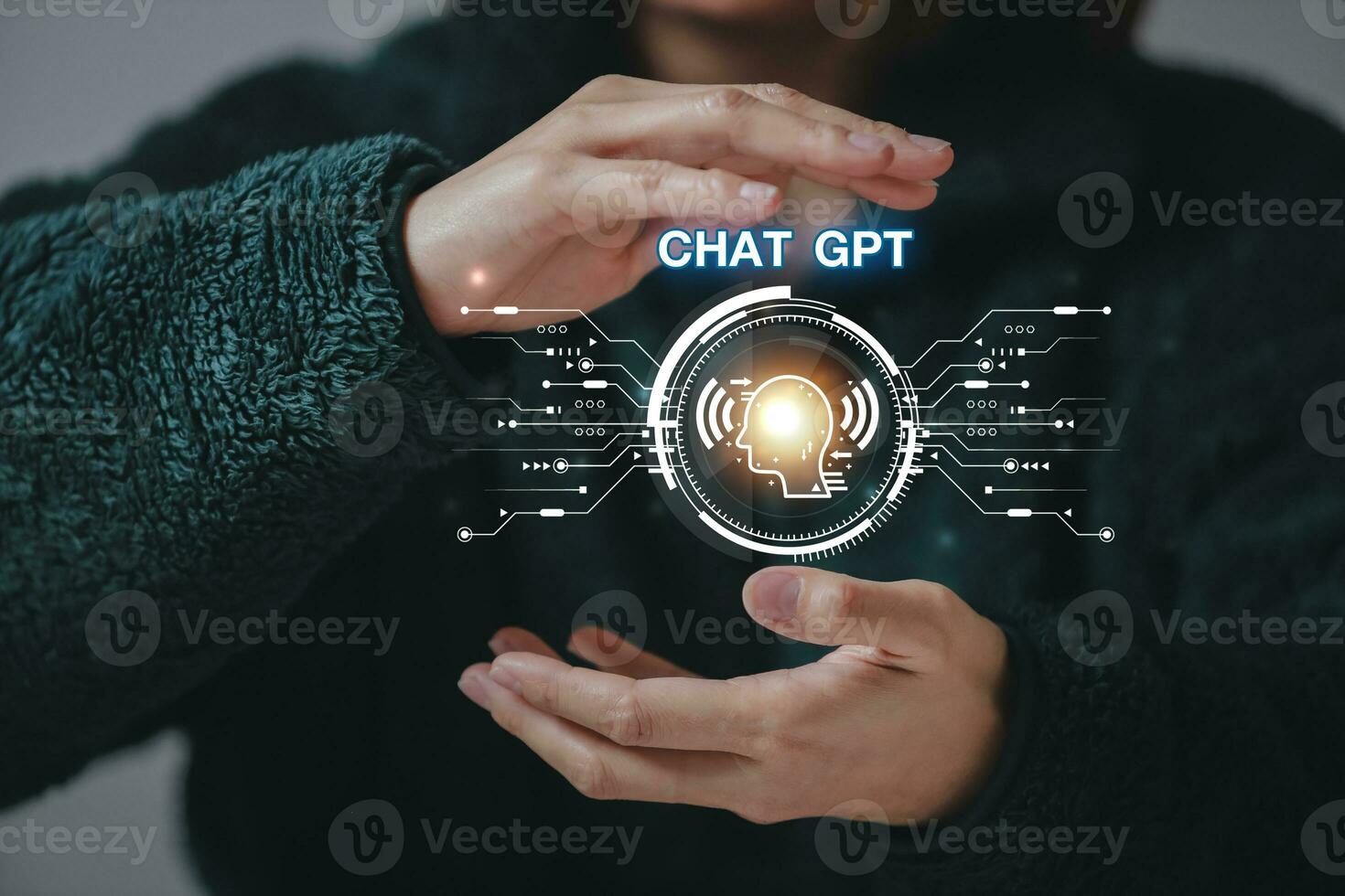 ChatGPT Chat with AI or Artificial Intelligence using an artificial intelligence chatbot developed by OpenAI. photo