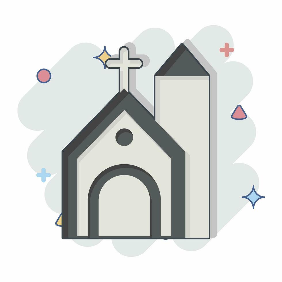 Icon Church. related to Celtic symbol. comic style. simple design editable. simple illustration vector