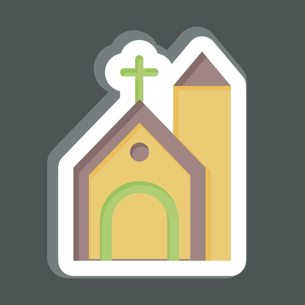 pegatina iglesia. relacionado a céltico símbolo. sencillo diseño editable. sencillo ilustración vector