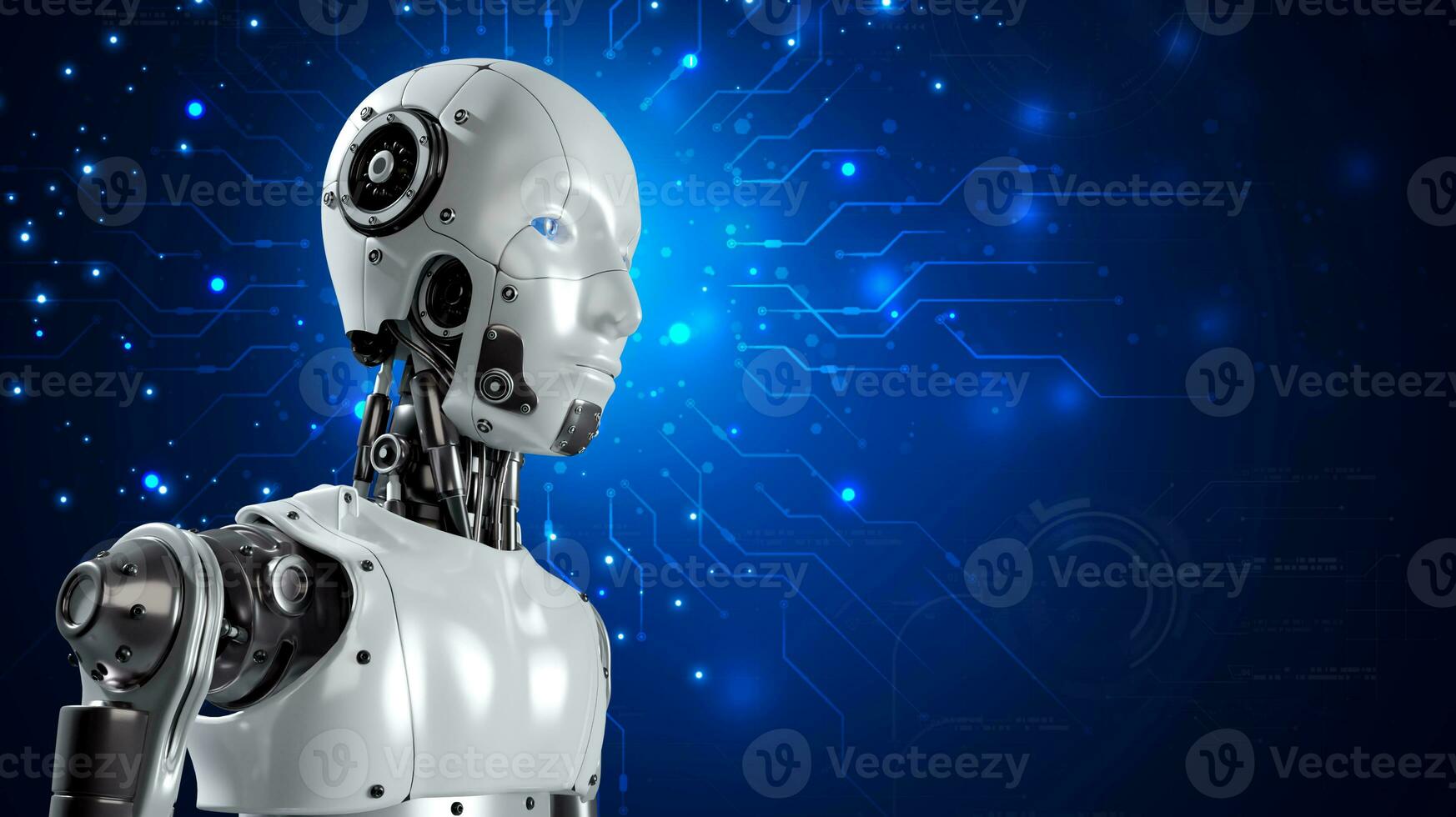 Robot are assistant  for provide access to data growth of business in online network, Robot application and global connection, AI, Artificial intelligence. photo