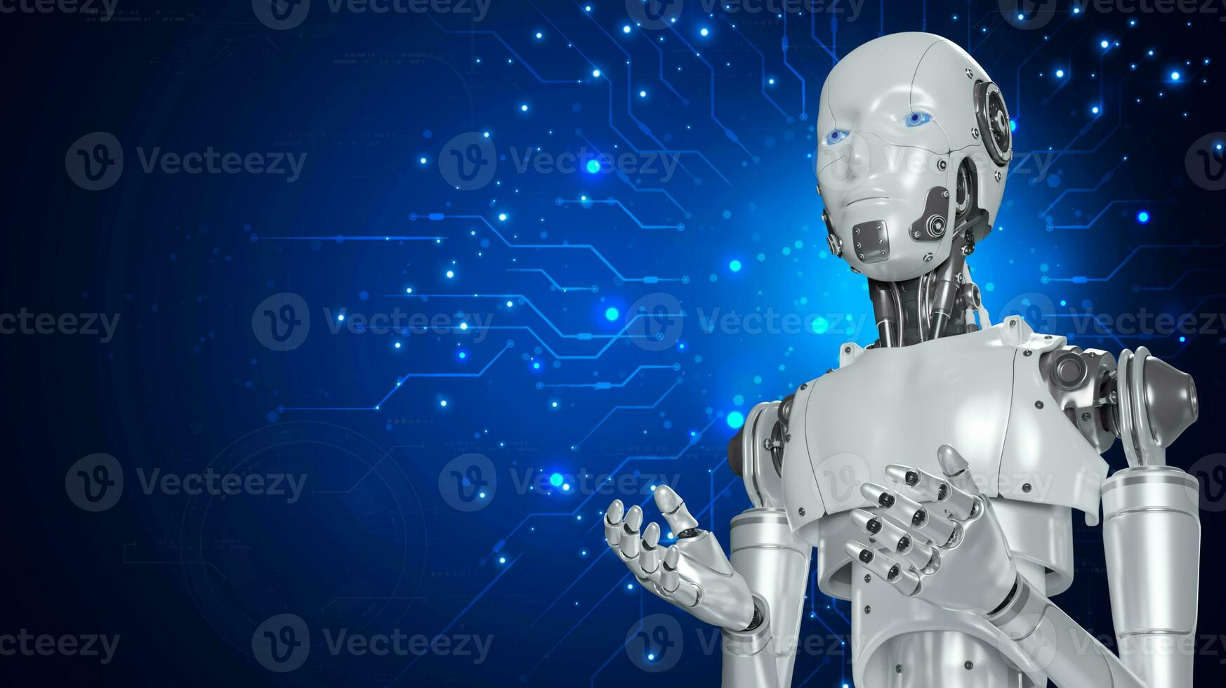 Robot are assistant  for provide access to data growth of business in online network, Robot application and global connection, AI, Artificial intelligence. photo
