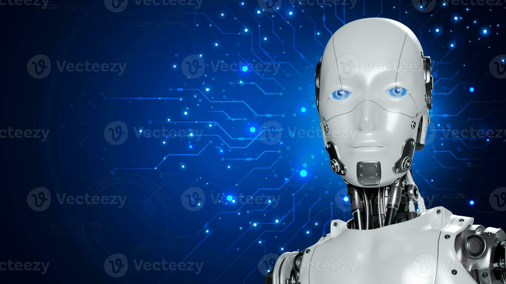 Robot are assistant  for provide access to data growth of business in online network, Robot application and global connection, AI, Artificial intelligence. photo