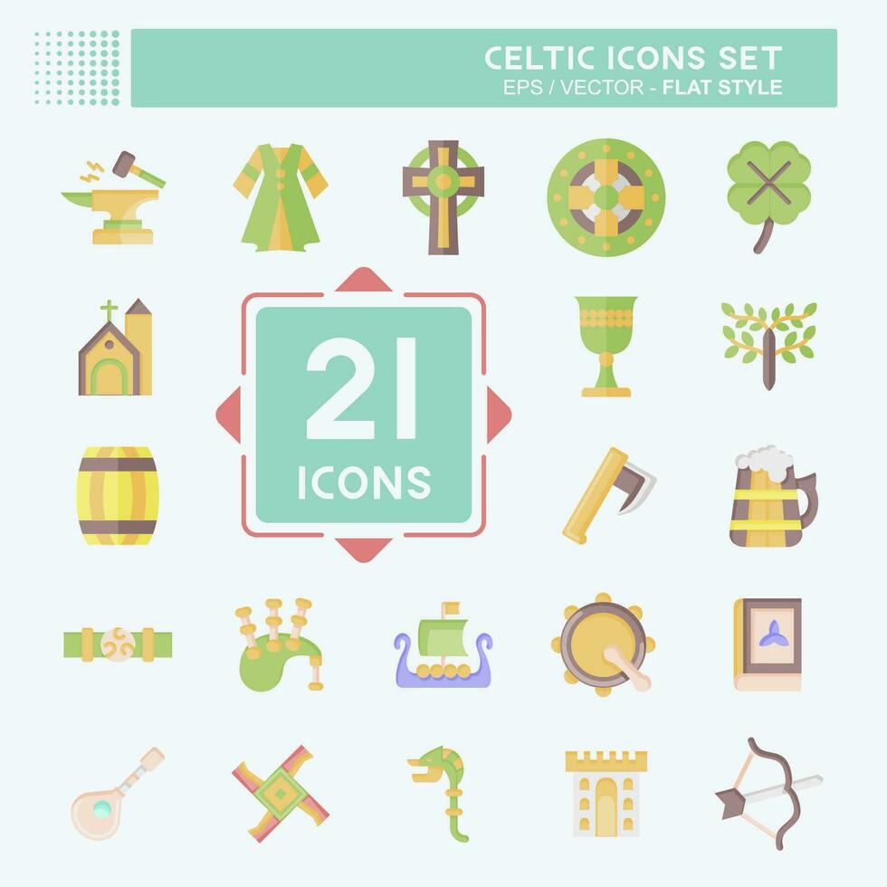 icono conjunto céltico. relacionado a celebracion símbolo. plano estilo. sencillo diseño editable. sencillo ilustración vector
