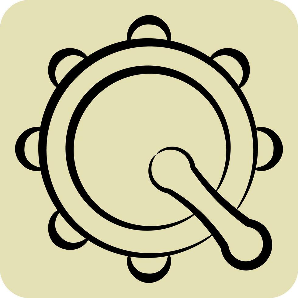 Icon Bodhran. related to Celtic symbol. hand drawn style. simple design editable. simple illustration vector