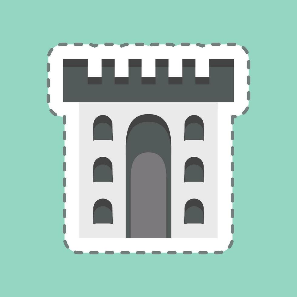 Sticker line cut Castle. related to Celtic symbol. simple design editable. simple illustration vector