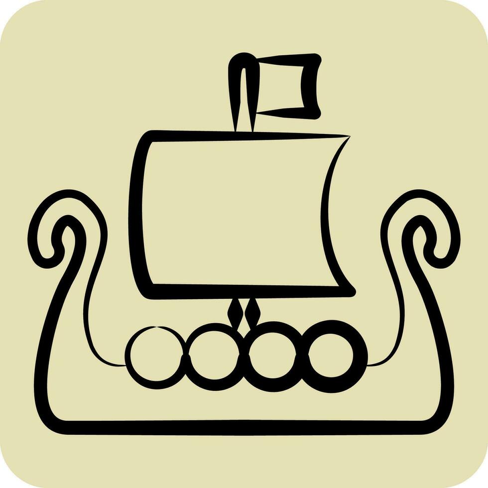 Icon Boat. related to Celtic symbol. hand drawn style. simple design editable. simple illustration vector