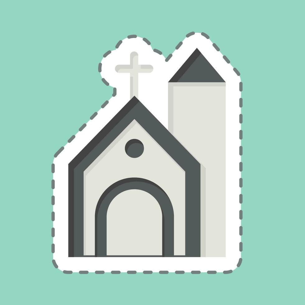 Sticker line cut Church. related to Celtic symbol. simple design editable. simple illustration vector