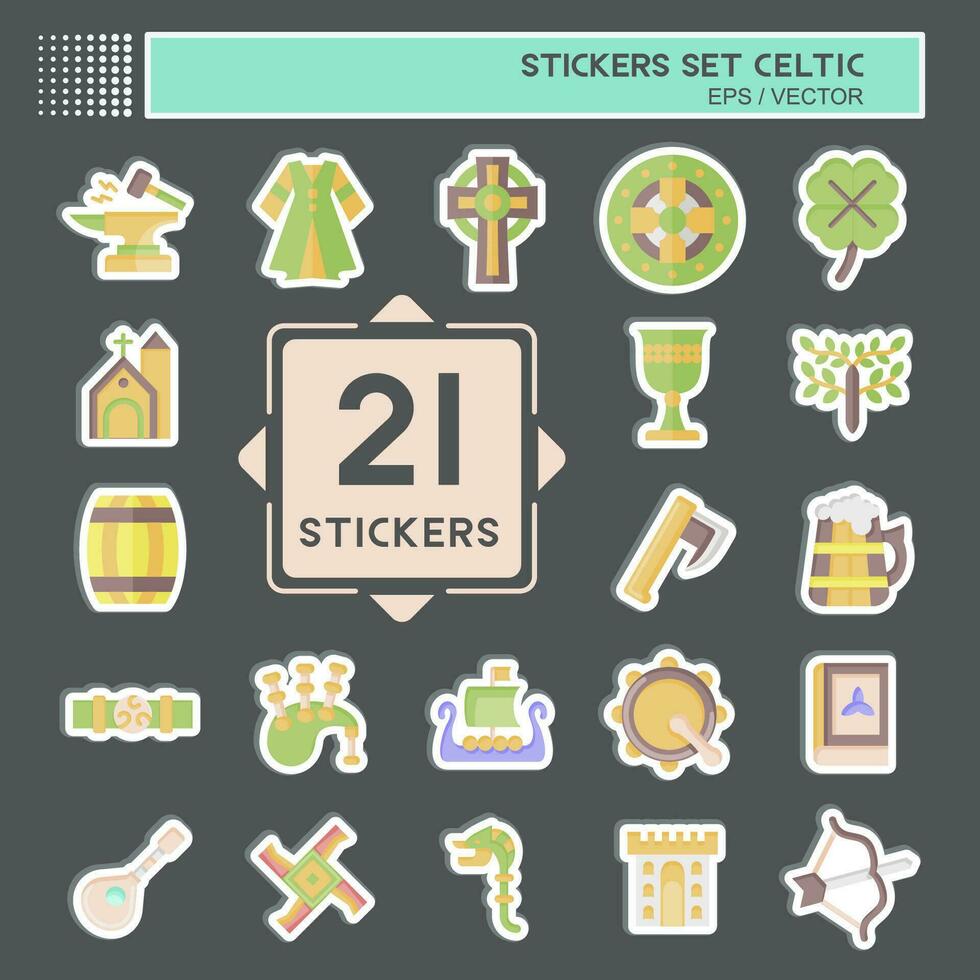 Sticker Set Celtic. related to Celebration symbol. simple design editable. simple illustration vector