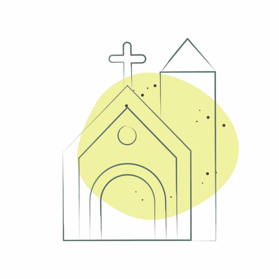 icono iglesia. relacionado a céltico símbolo. color Mancha estilo. sencillo diseño editable. sencillo ilustración vector