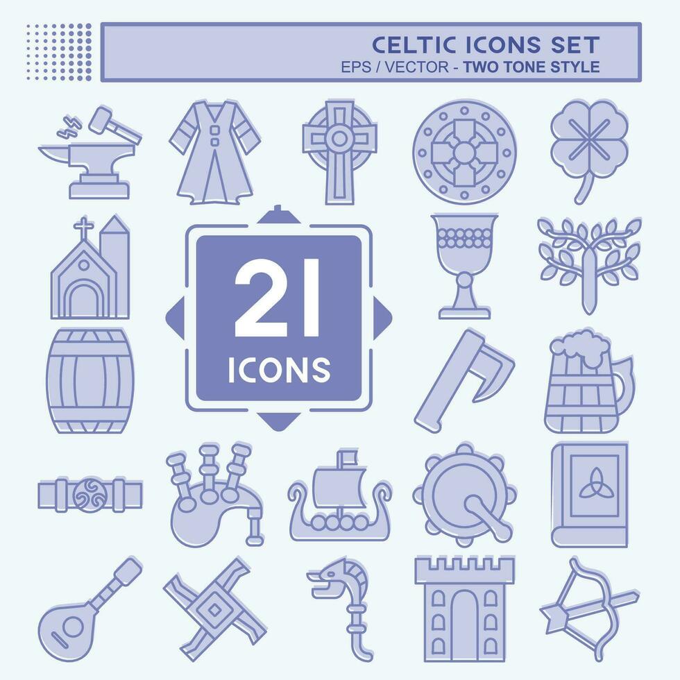 icono conjunto céltico. relacionado a celebracion símbolo. dos tono estilo. sencillo diseño editable. sencillo ilustración vector