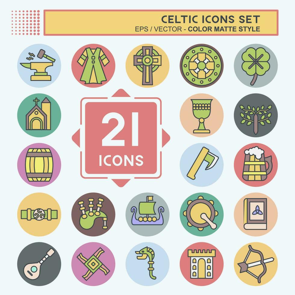 Icon Set Celtic. related to Celebration symbol. color mate style. simple design editable. simple illustration vector