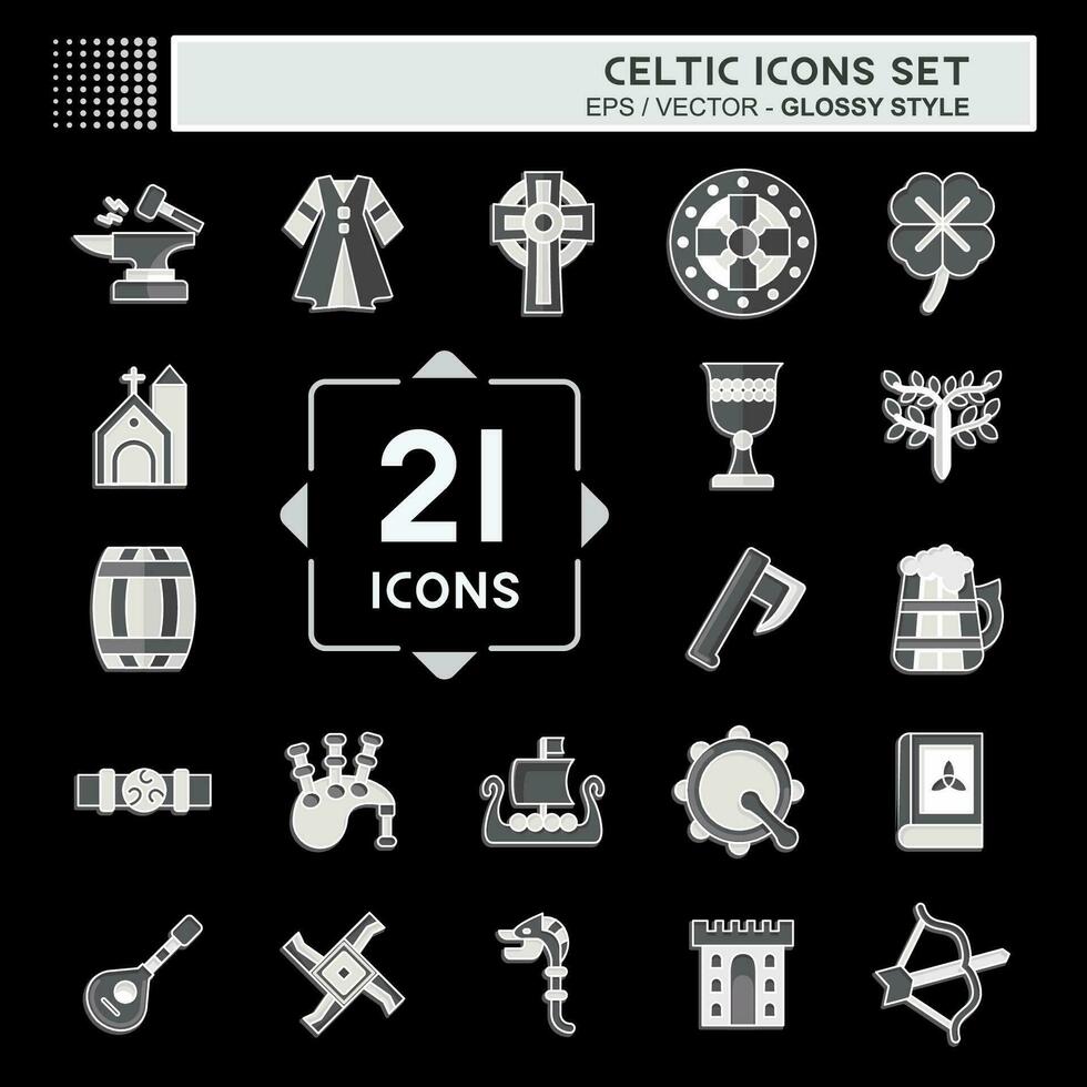 Icon Set Celtic. related to Celebration symbol. glossy style. simple design editable. simple illustration vector