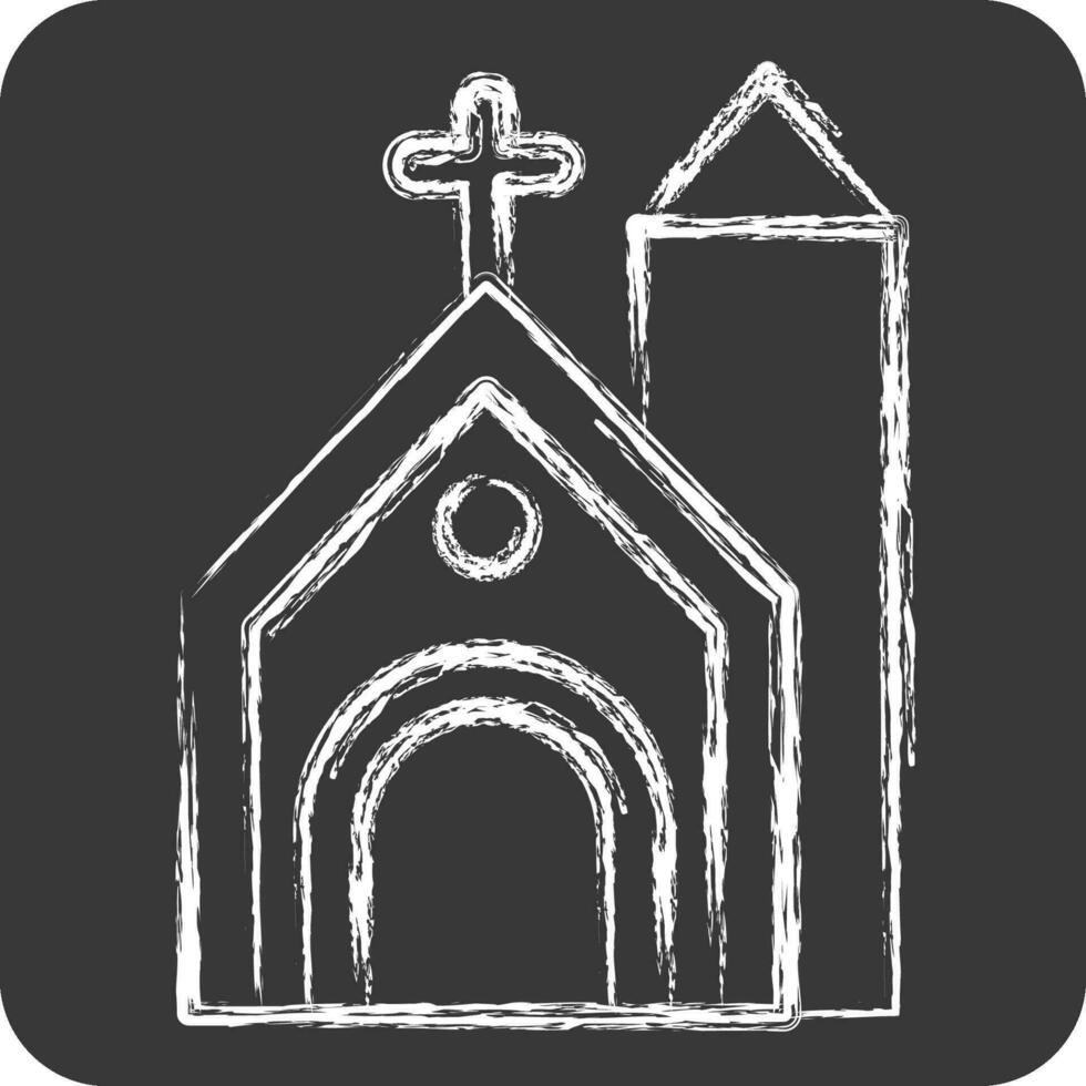 icono iglesia. relacionado a céltico símbolo. tiza estilo. sencillo diseño editable. sencillo ilustración vector