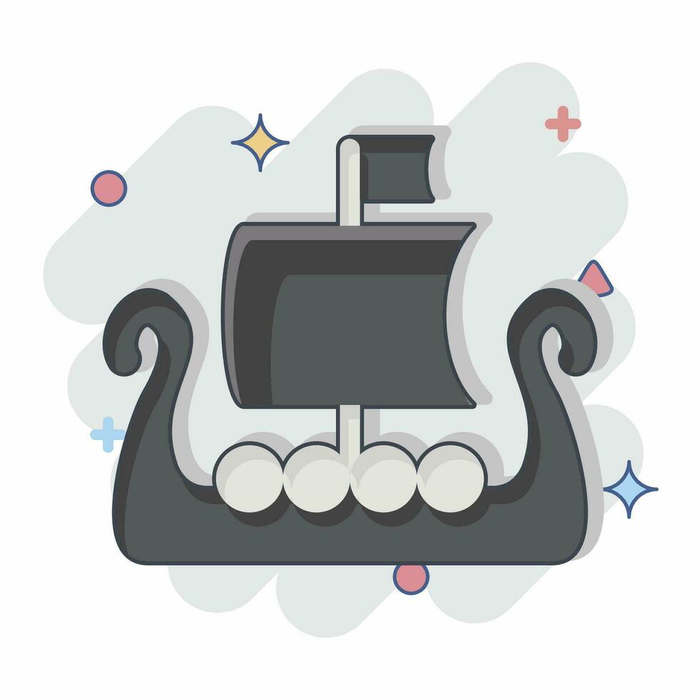 Icon Boat. related to Celtic symbol. comic style. simple design editable. simple illustration vector