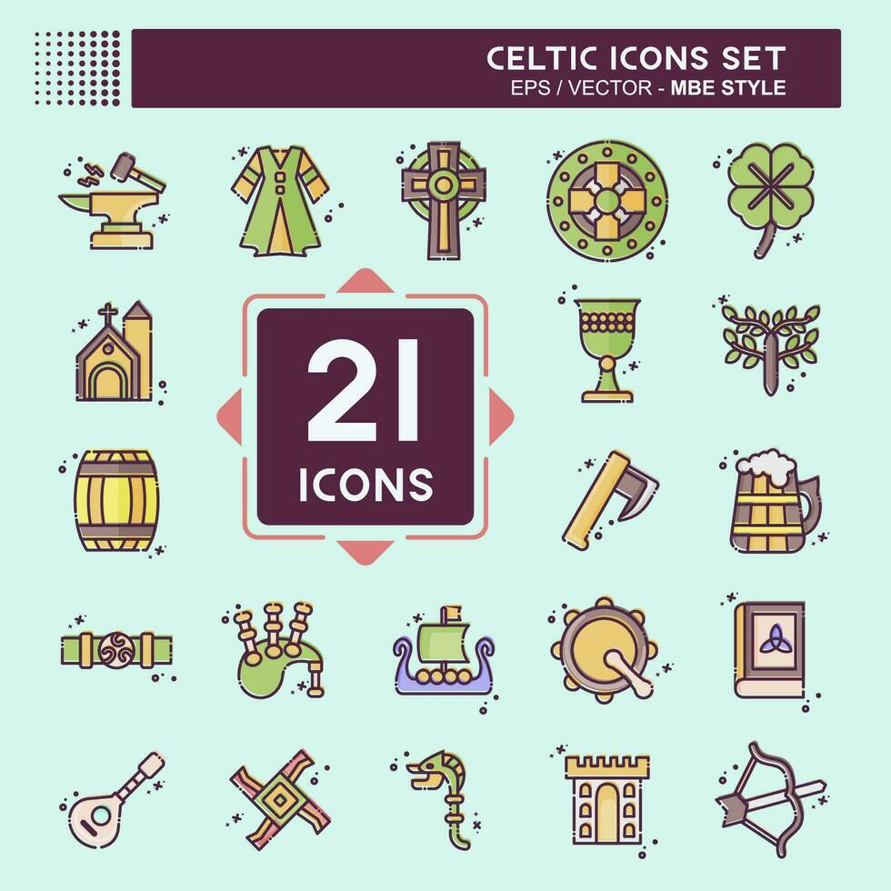 Icon Set Celtic. related to Celebration symbol. MBE style. simple design editable. simple illustration vector