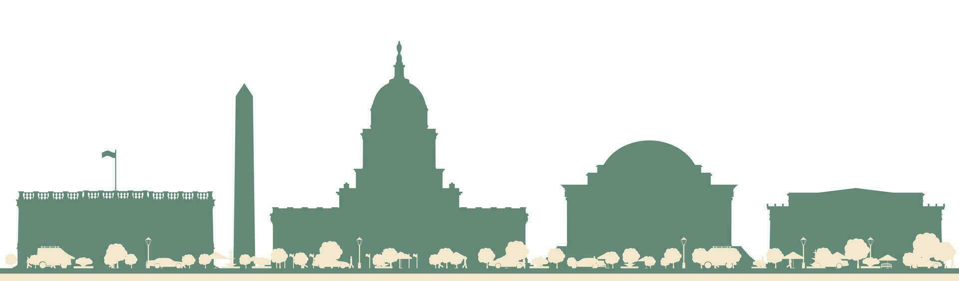 Abstract Washington DC USA City Skyline with Color Buildings. vector