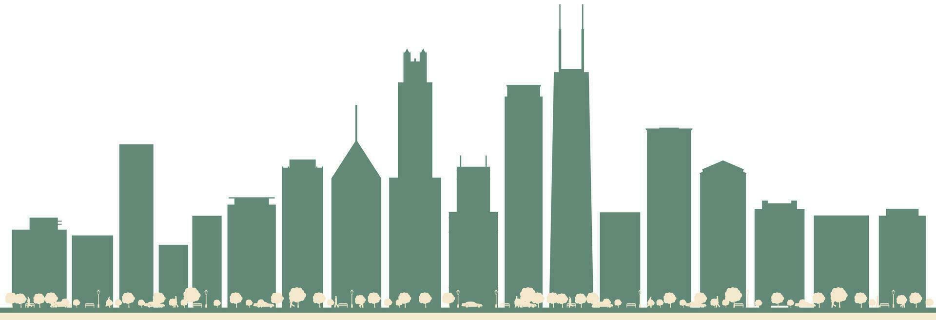 Abstract Chicago USA city skyline with color skyscrapers. vector