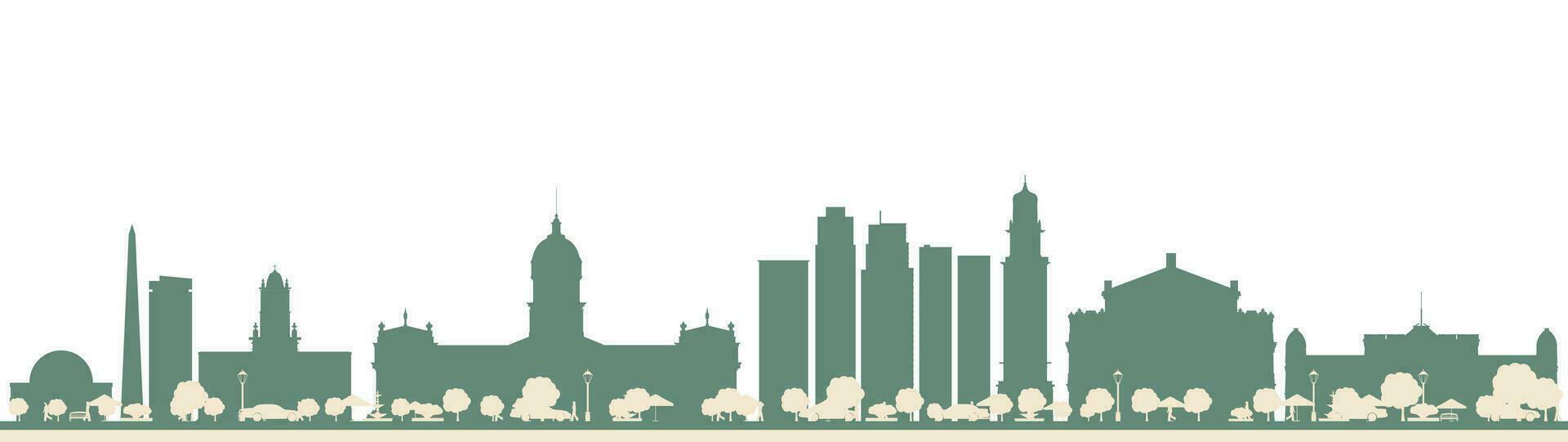 Abstract Buenos Aires Argentina City Skyline with Color Landmarks. vector