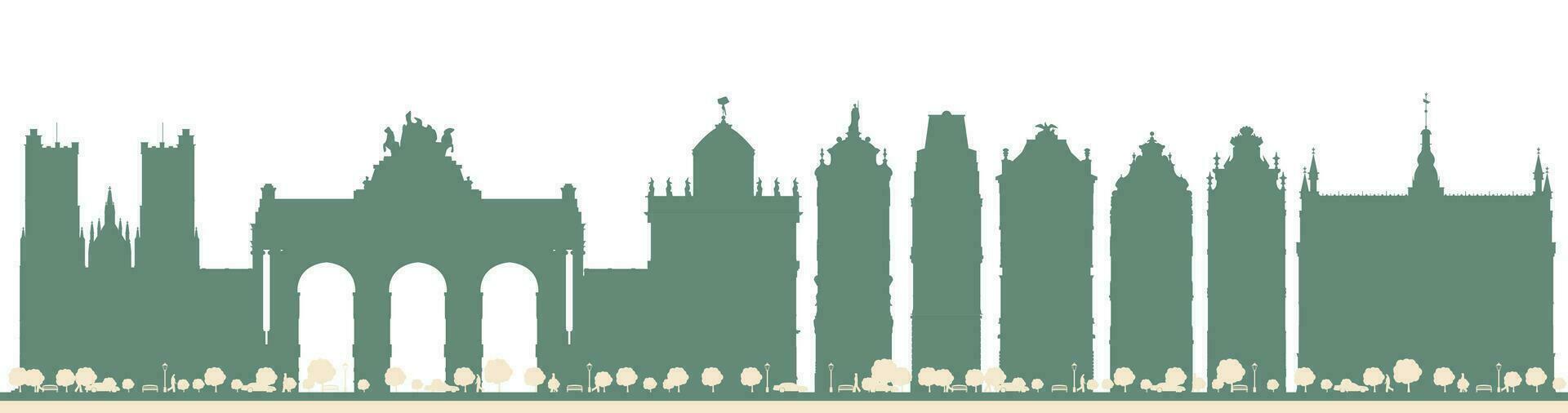 Abstract Brussels Belgium city skyline with color buildings. vector