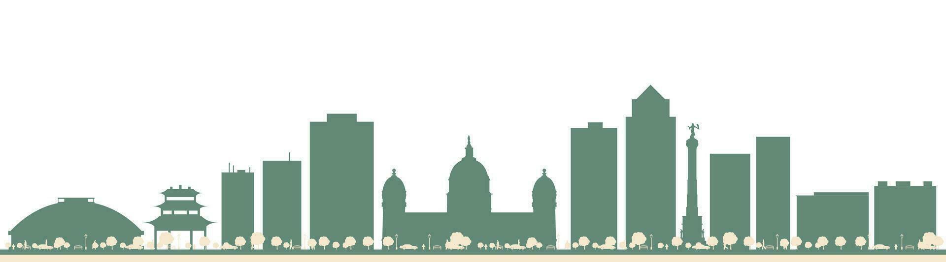 Abstract Des Moines USA City Skyline with Color Buildings. vector